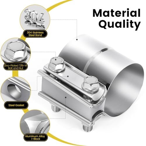 Pcs Exhaust Clamp Butt Joint 304 Stainless Steel Band Lap Joint Band 2.0 inch 1