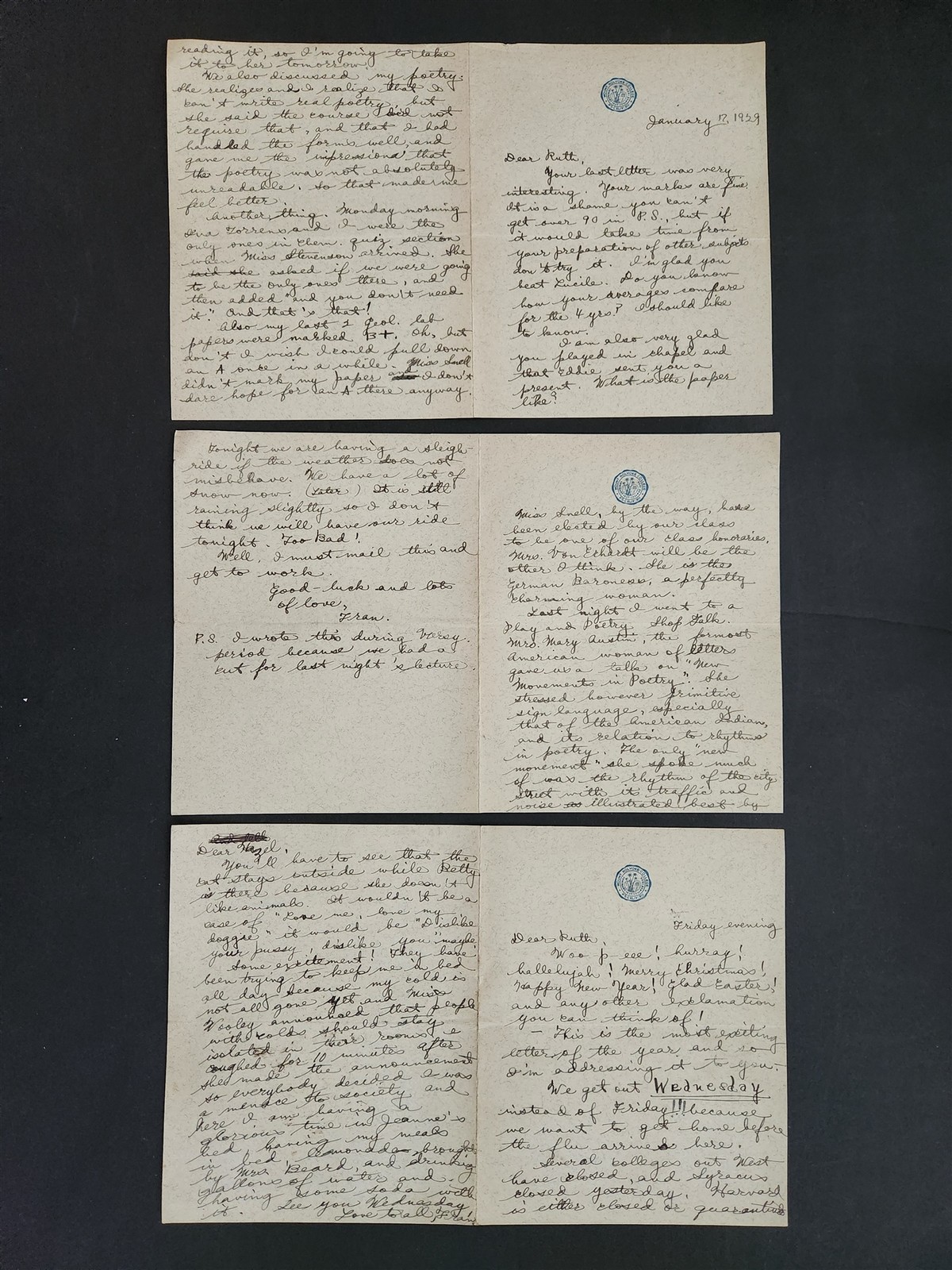 1920s antique LETTER LOT mineola ny FRANCES WHITTY from MOUNT HOLYOKE COLLEGE