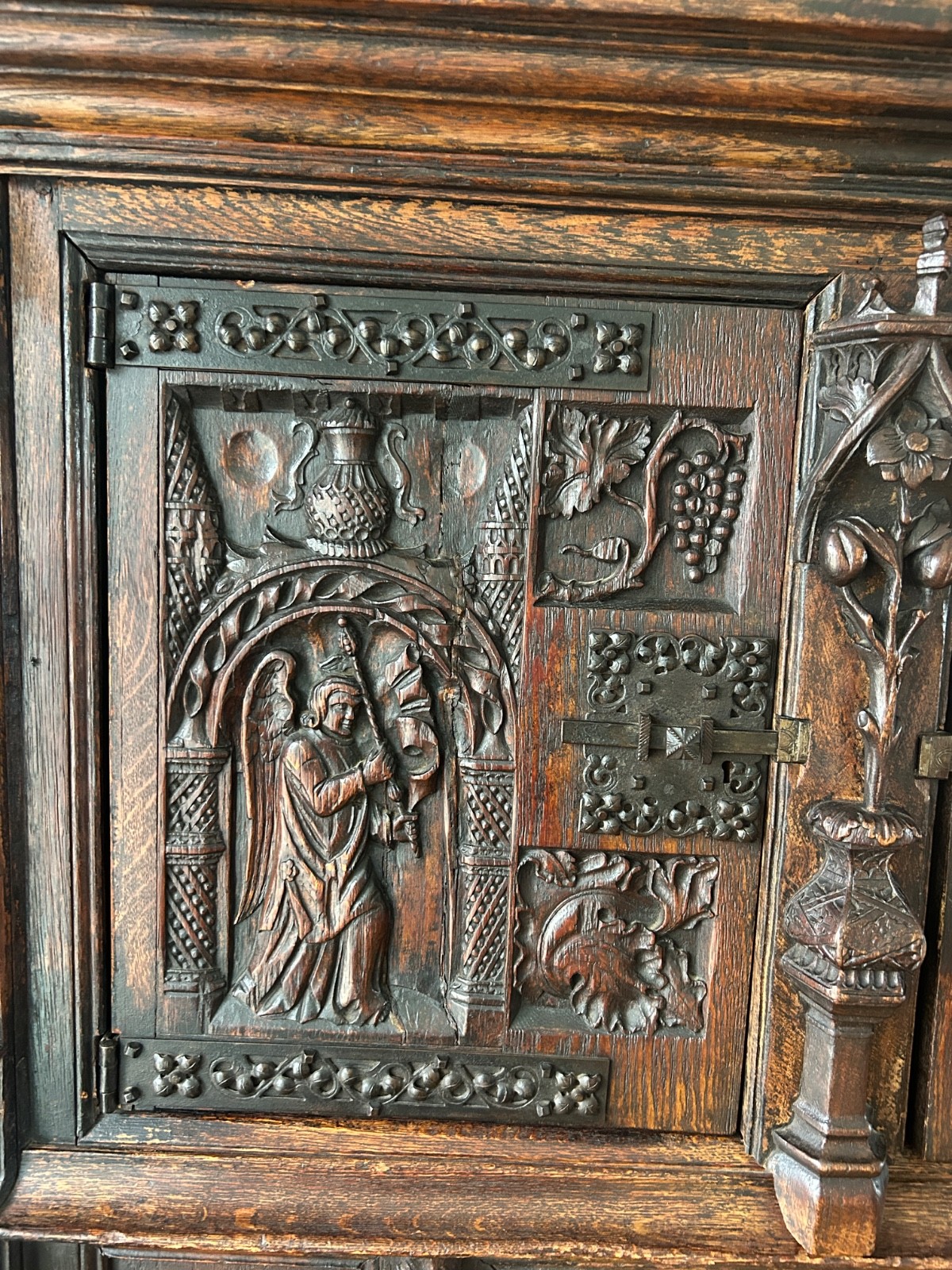 19th Century oak gothic revival cabinet