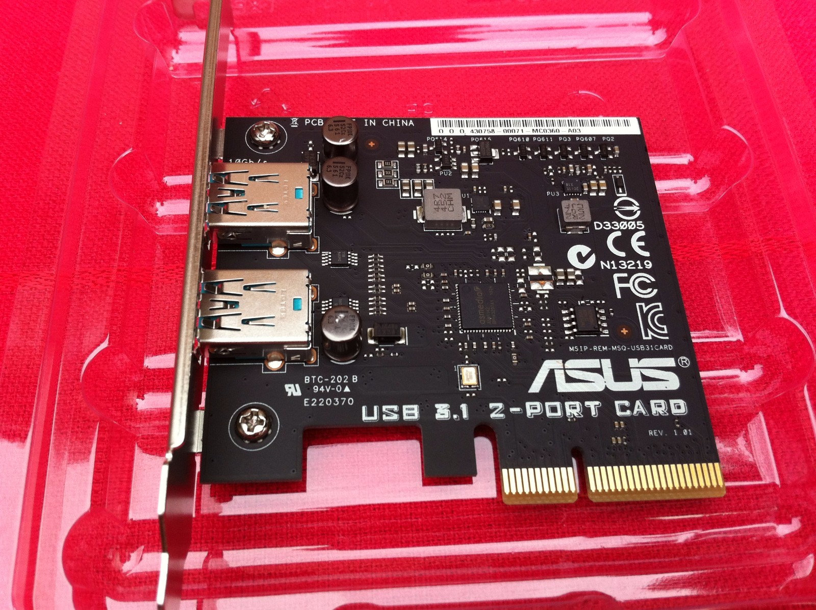 Asus 2 Port USB 3.1 Card PCI Express FOR X99 DELUXE II Z170 DELUXE , ORIGINAL