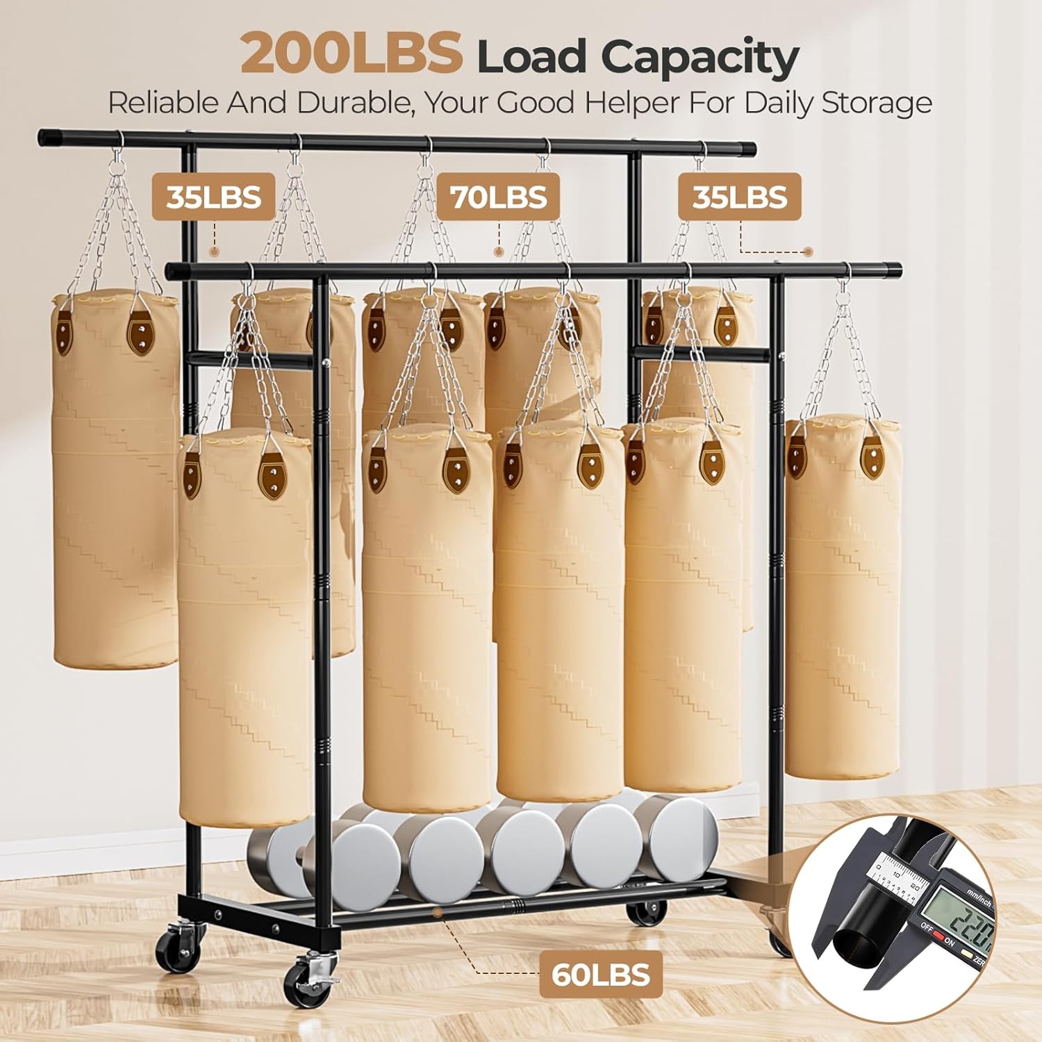 Abiglifty Double-Rods Clothes Rack for Hanging Clothes Clothing Rack with Wheels
