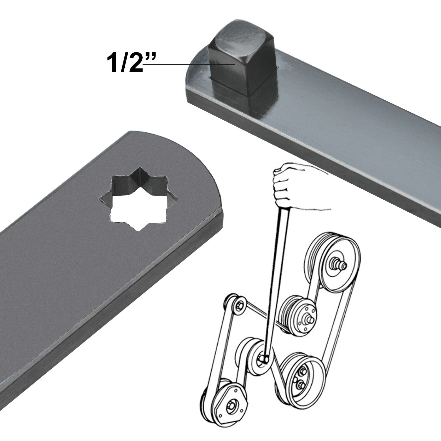 Serpentine Belt Tool Kit,Universal 3/8" 1/2" Drive Serpentine Belt Adjust Tighte