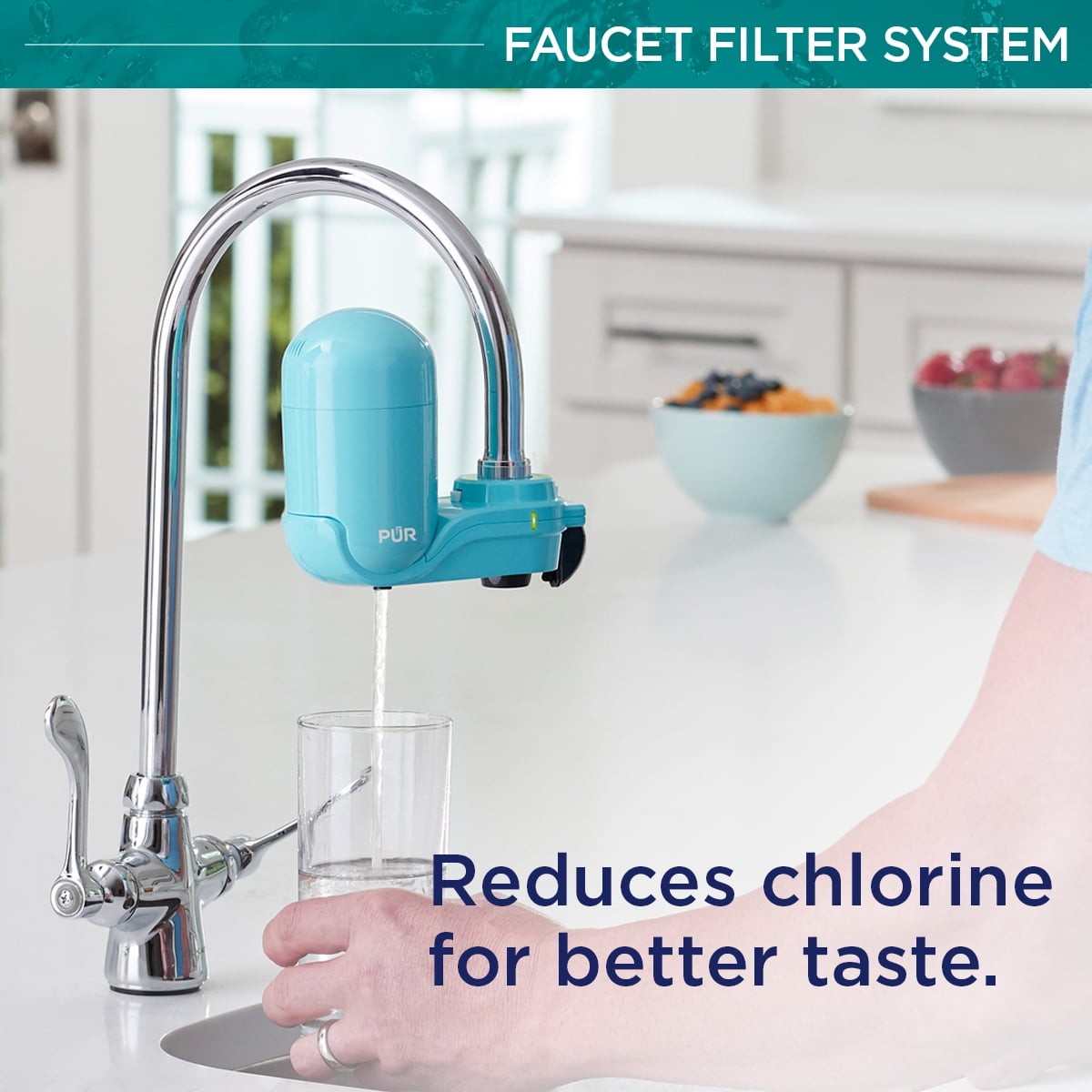 PUR Plus Faucet Mount Water Filter System, FM2700G, Sea Glass