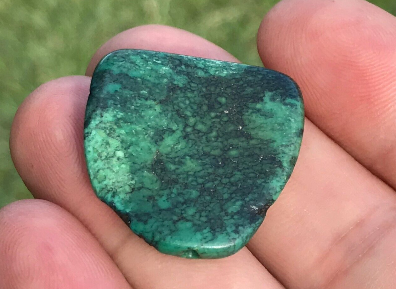 ANTIQUE RARE VERY OLD TIBETAN TURQUOISE BEAD - BEAUTIFUL WORN PATINA