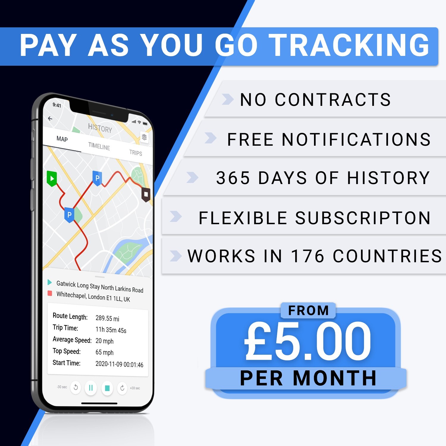 CAR GPS TRACKER VAN MOTORBIKE SCOOTER QUAD PLANT DIGGER TAXI COACH PAY AS YOU GO
