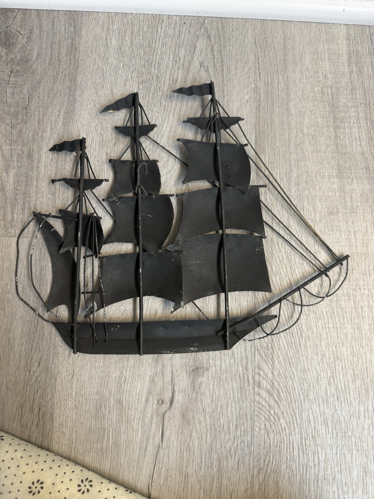 Vintage 3 Sailing Ships Wall Decor, MCM Metal Nautical.