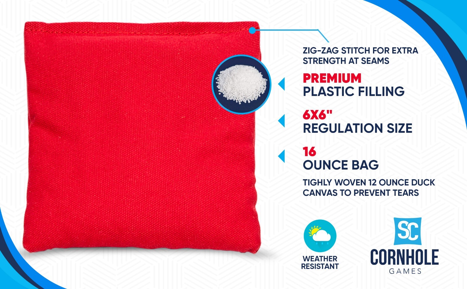 Premium Weather Resistant Cornhole Bags (Set of 8) w/ Free Tote (13 Colors)