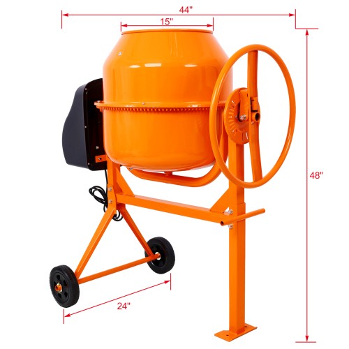 5 Cu. Ft Electric Concrete Mixer Machine Portable Power Cement Mixers for Fodder