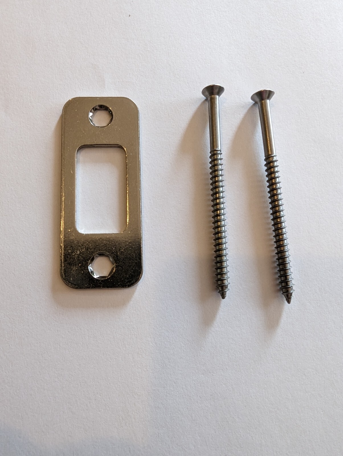 NEW SCHLAGE DEADBOLT REINFORCER STRIKE PLATE (3" SCREWS)  1-1/8" X 2-3/4" NICKEL