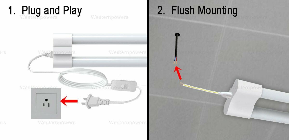 4x Westernpowers 36W LED Shop Light Fixture Work Garage Light 6000K White 4FT