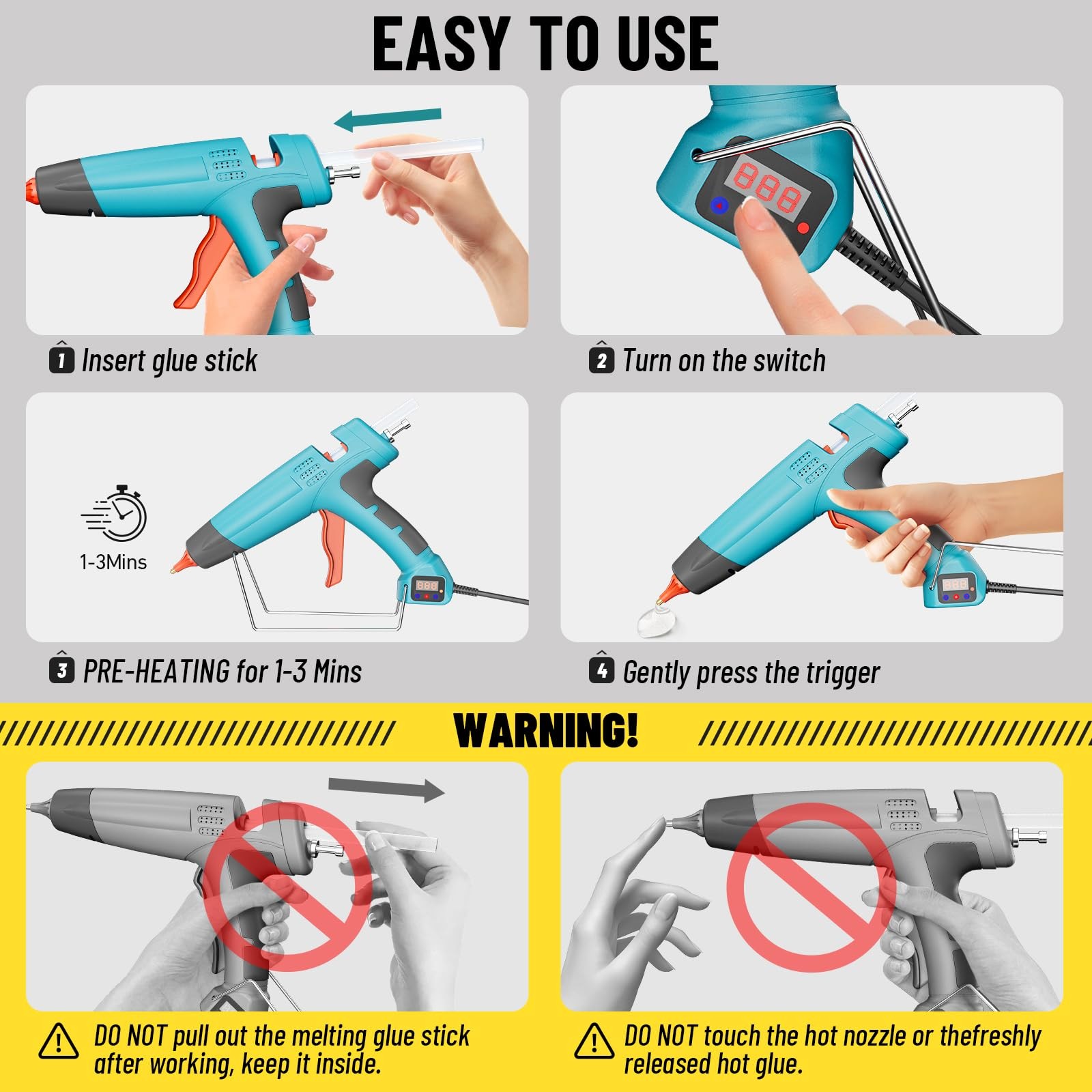 300 Watt Heavy Duty Hot Glue Gun, Upgraded Digital Temperature Adjustable Han...