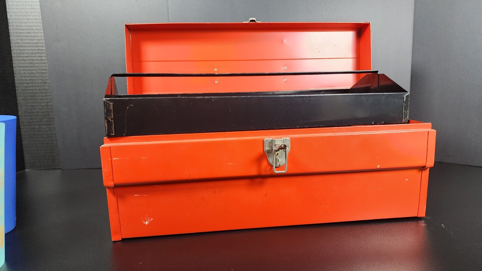 Vintage Mopar Scat Pack Metal Toolbox 1960s-70s Red with Bee Stripe & Insert