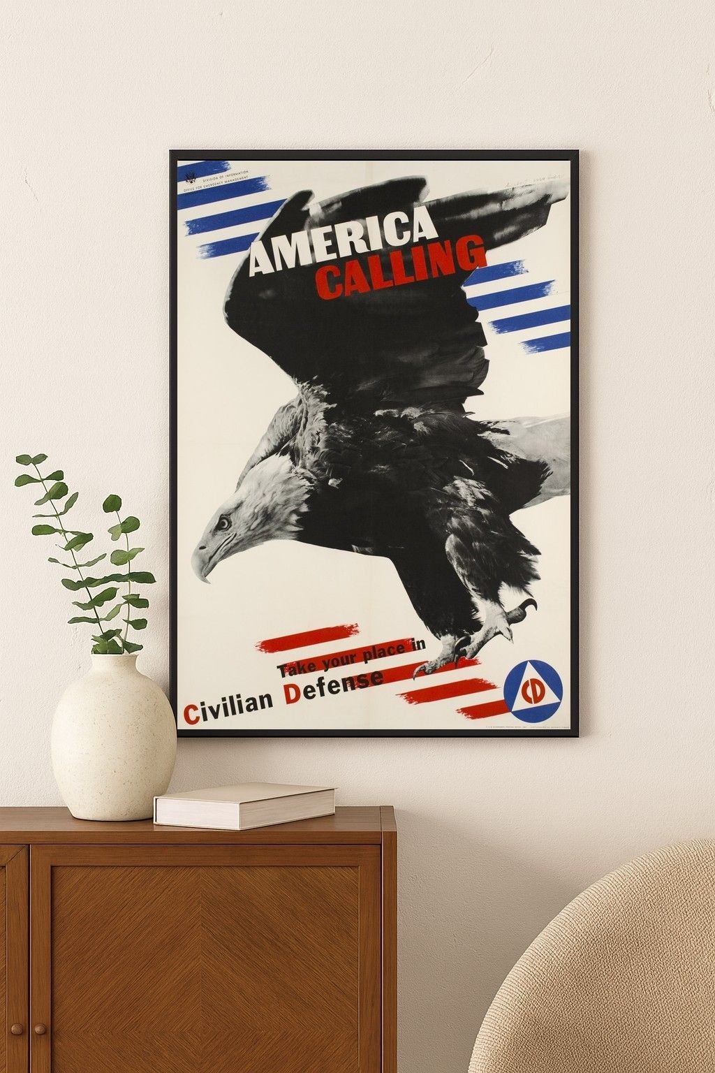 🇺🇸 America Calling Civil Defense Poster - 24x36” Retro 1940s - Classic Print
