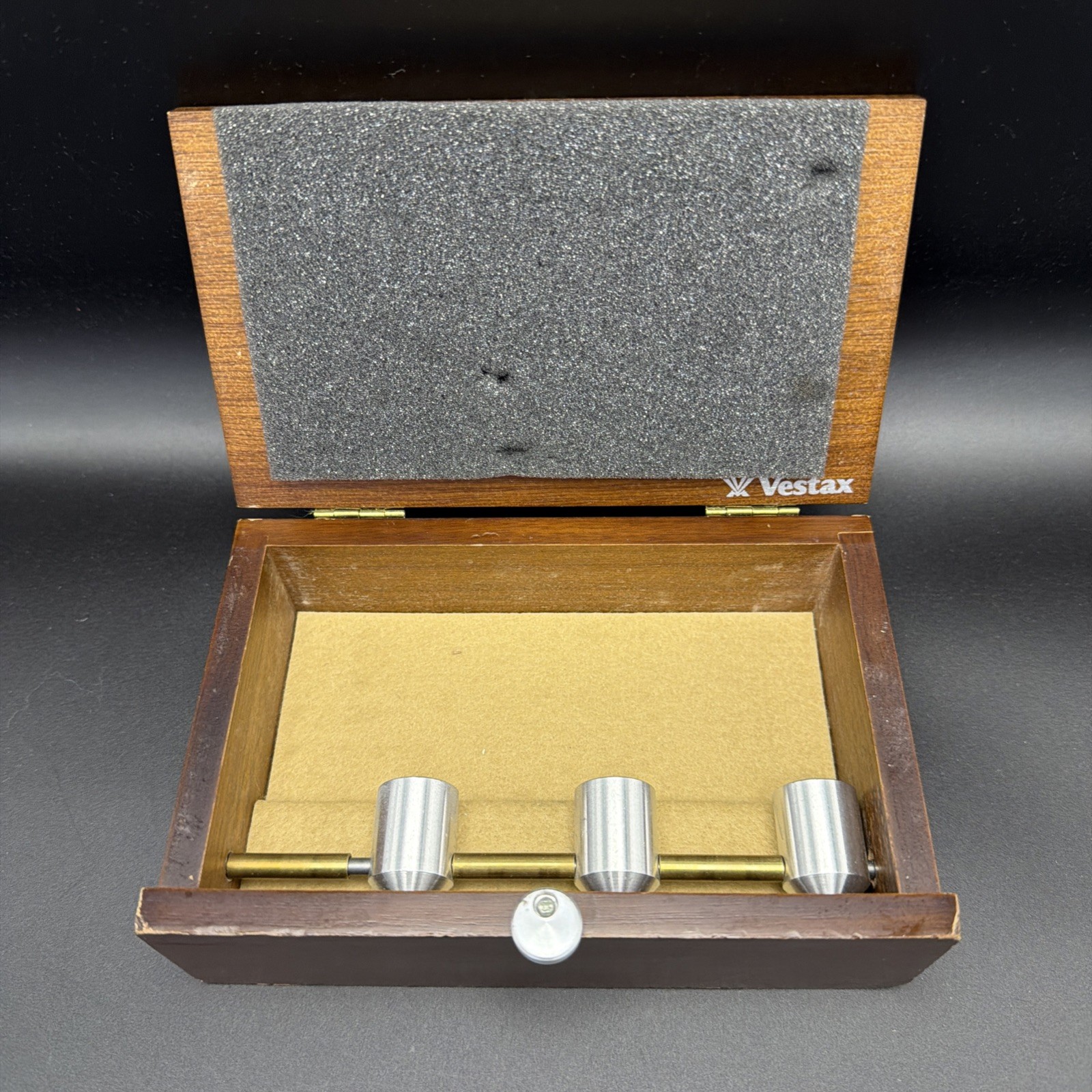 Rare Vintage Vestax Wooden Triple DJ Cartridge Needle Case Used Complete