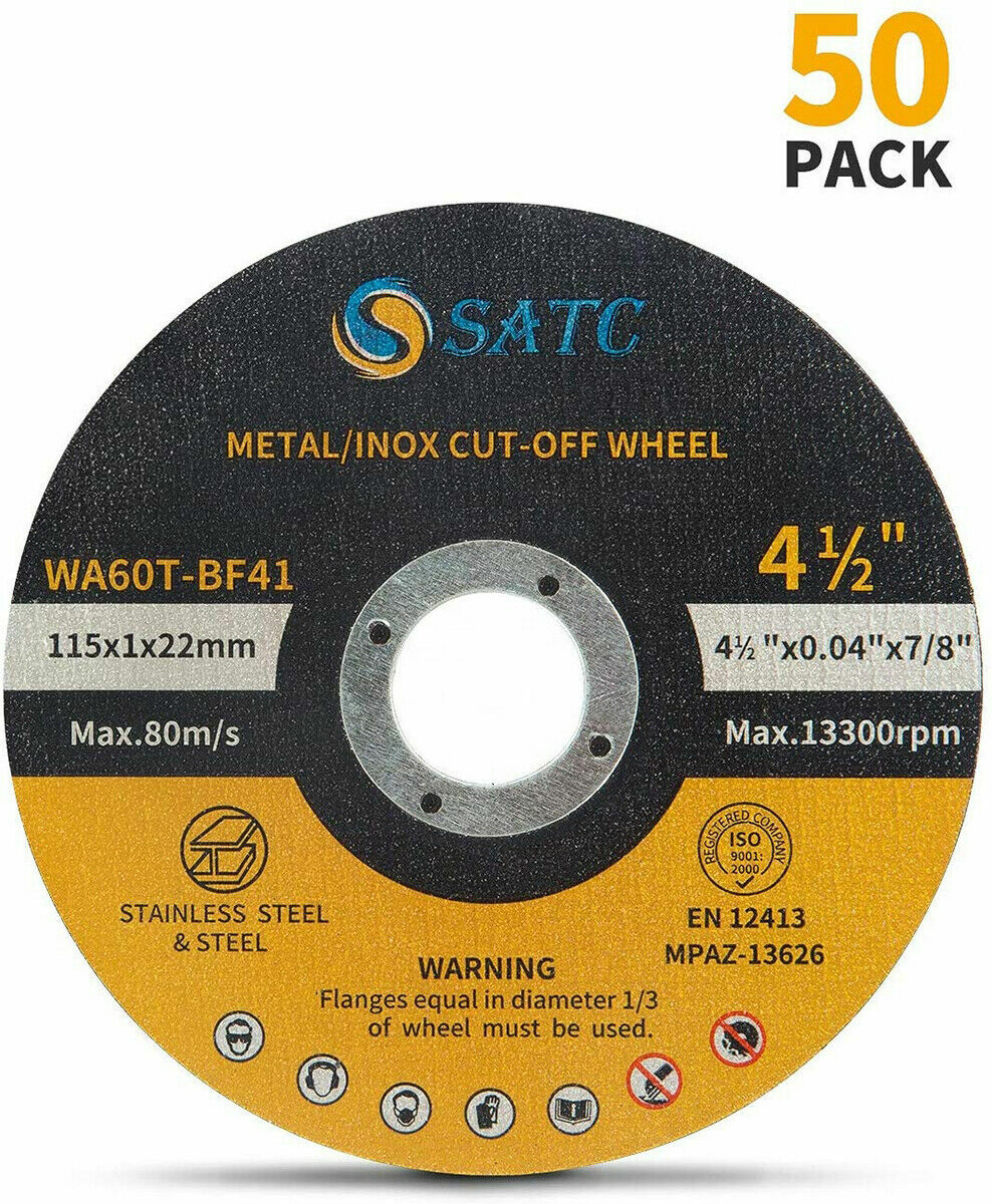 50 Pack Cut Off Wheels 4-1/2" Metal & Stainless Steel Angle Grinder Cutting Disc