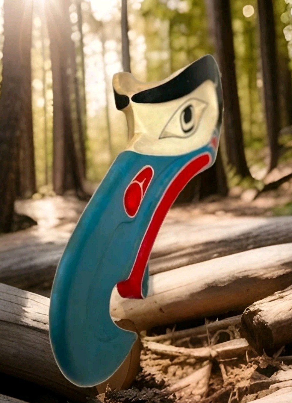 Northwest Coast Mask Kwakiutl Hamatsa Crooked Beak Red Cedar Wood Carving