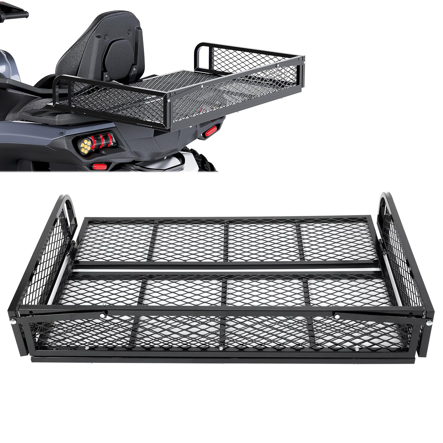 Rear Cargo Basket Rack Storage Carrier Kit For ATV Universal Steel Heavy Duty