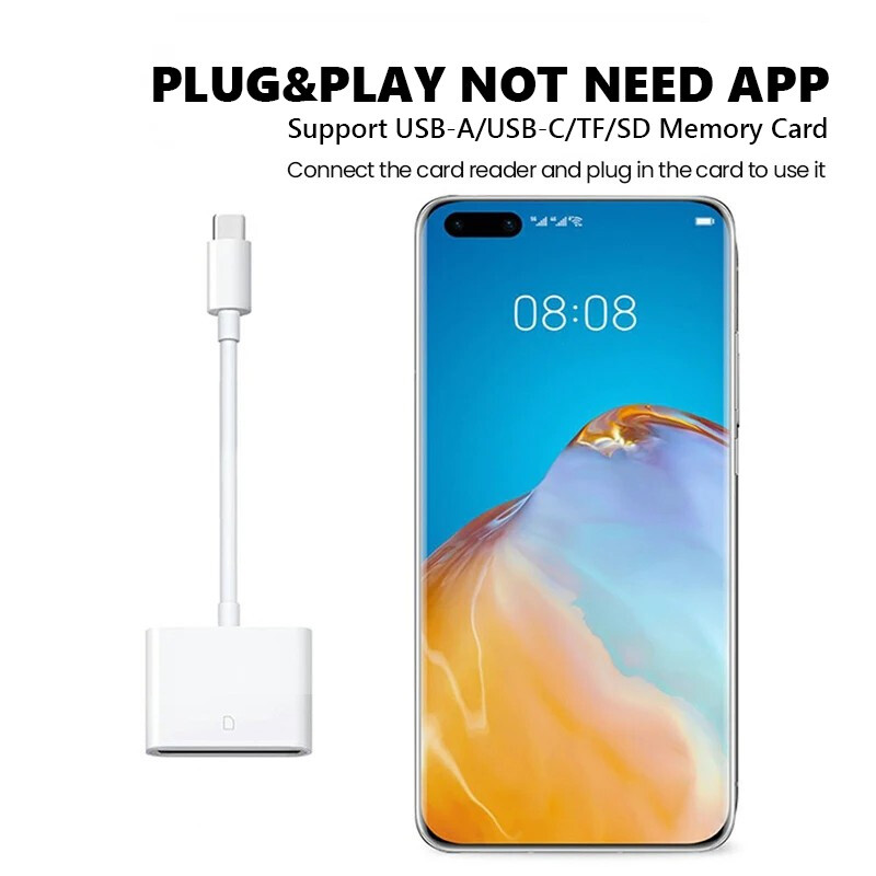 4in1 USB/Micro SD/TF Card Reader for Samsung iPhone iPad Adapter w Charging Port