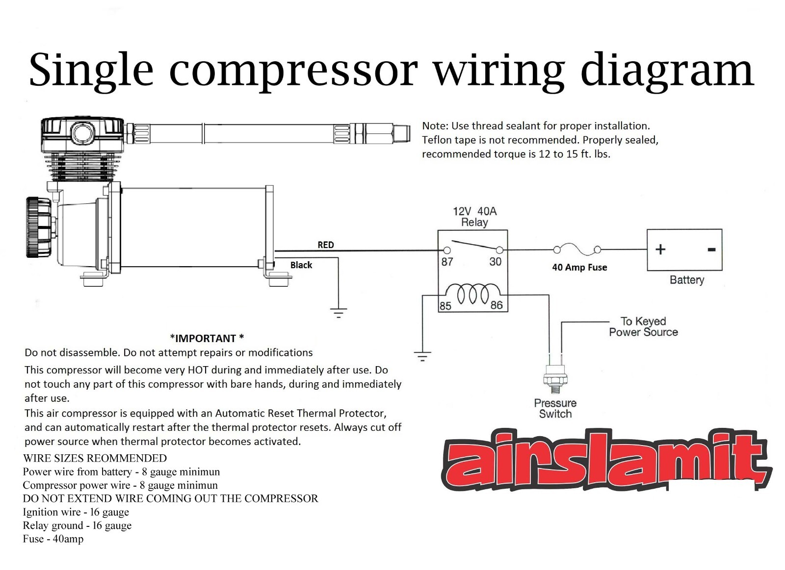 airmaxxx Single Compressor Wire Kit Air Ride Suspension Install Kit Fits Viair