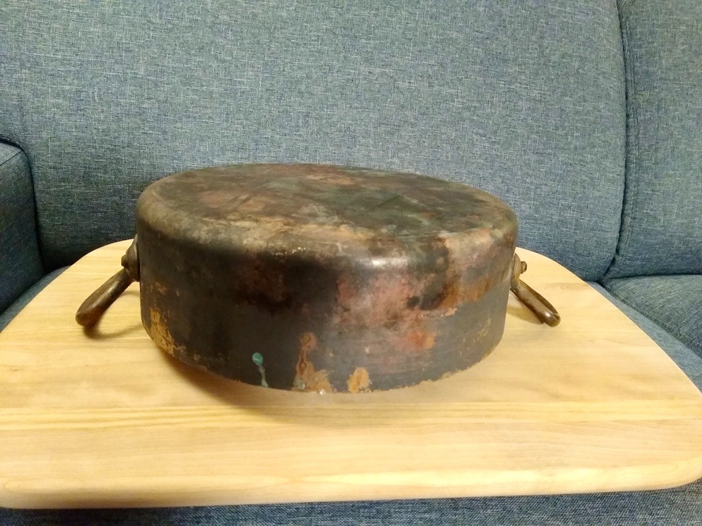 Incredible Large Hammered French Copper Rondeau Pot & Lid (Mauviel?) 2.5mm 28cm