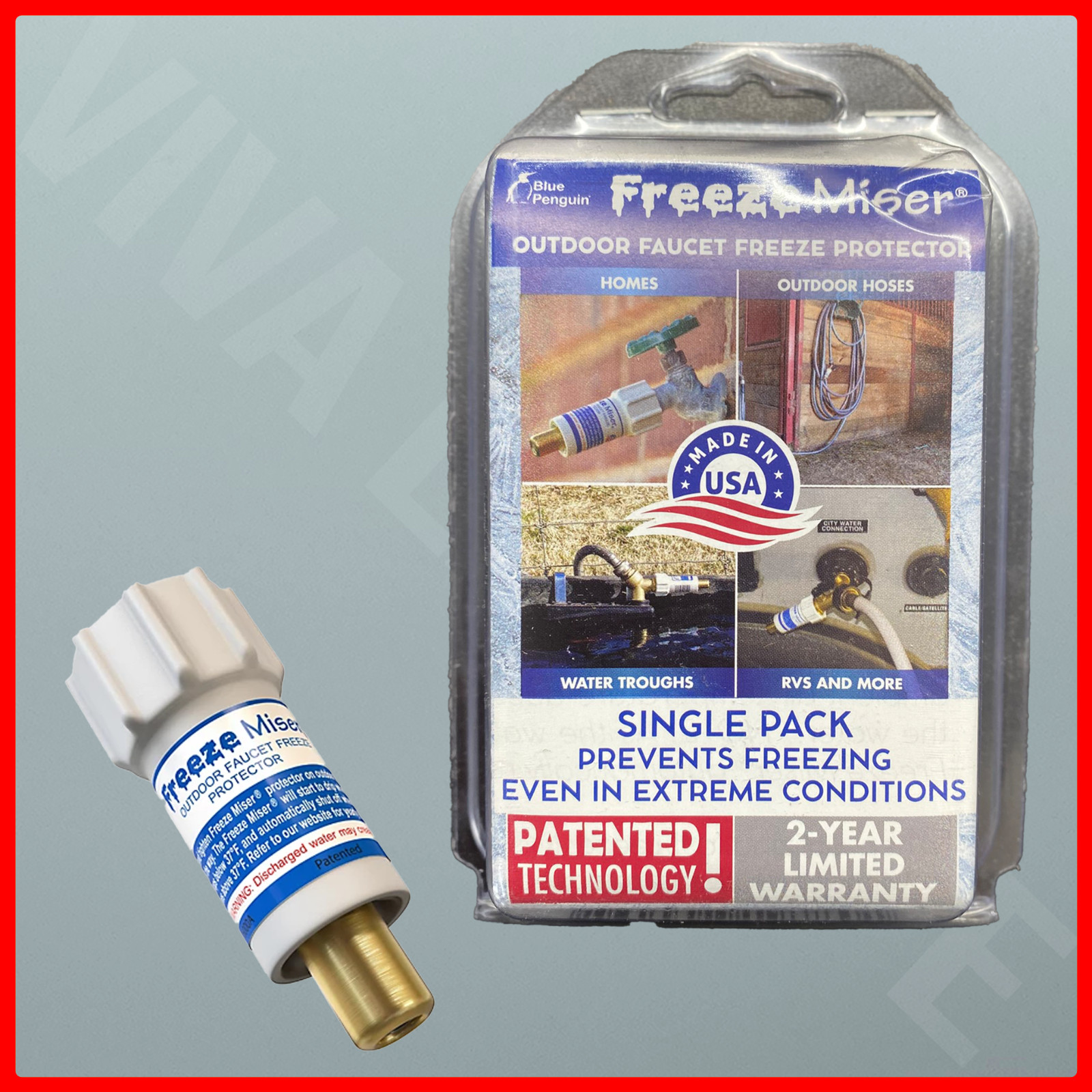 Freeze Miser Outdoor Faucet Freeze Protection, New, Free Shipping