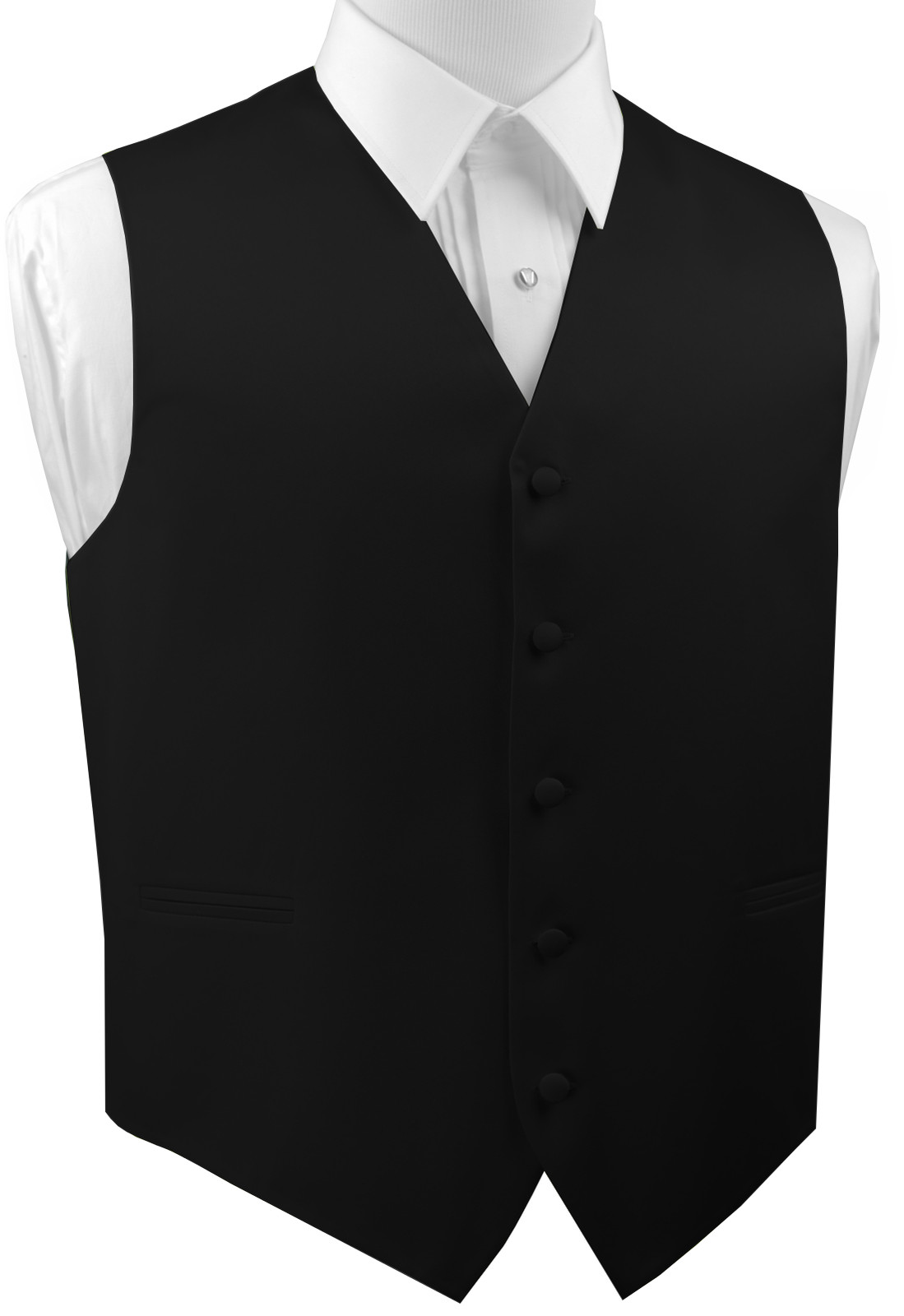 Men's Black Satin Formal, Wedding, Prom, Homecoming Tuxedo Vest (Men's XS - 6XL)