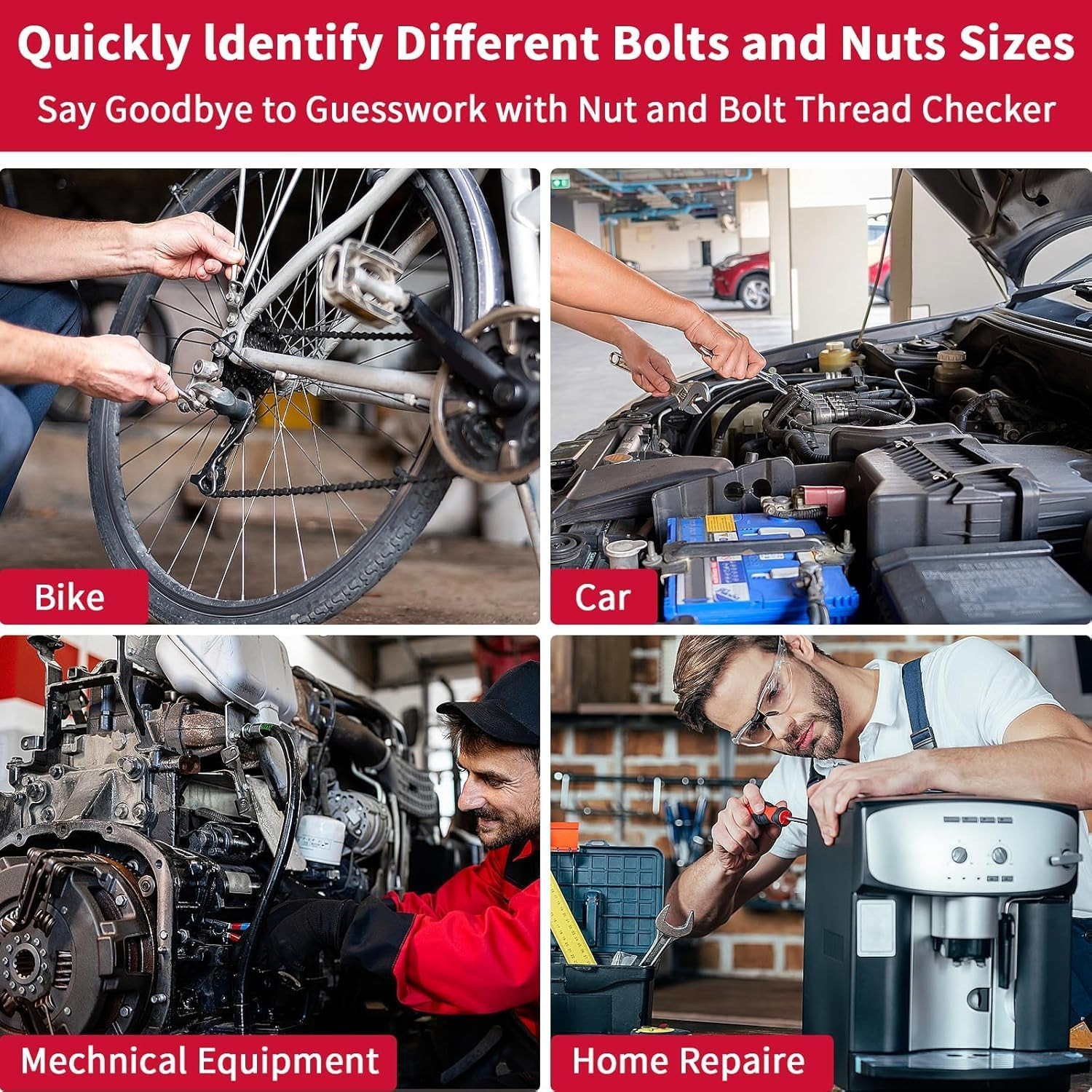 Thread Checker, 55 Nut and Bolt Thread Checker, Screw Size and Thread Identifier