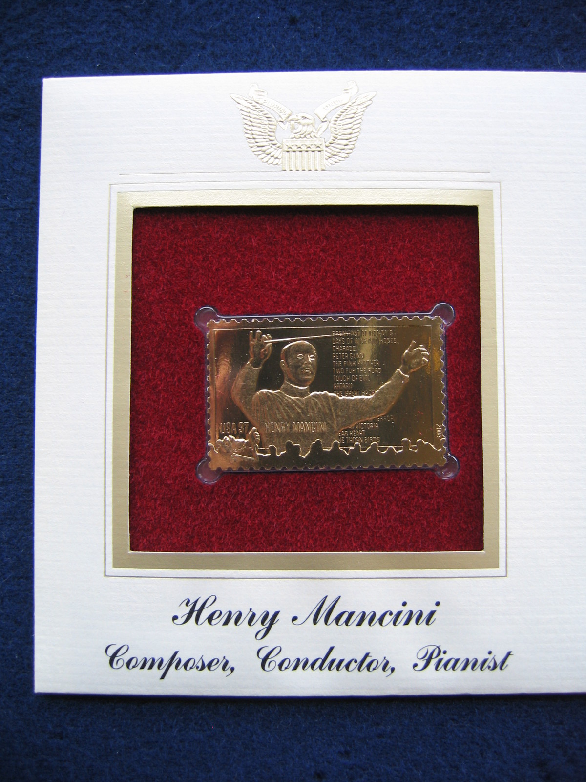 2004 Henry Mancini Composer Conductor Pianist Gold GOLDEN Cover Stamp Replica