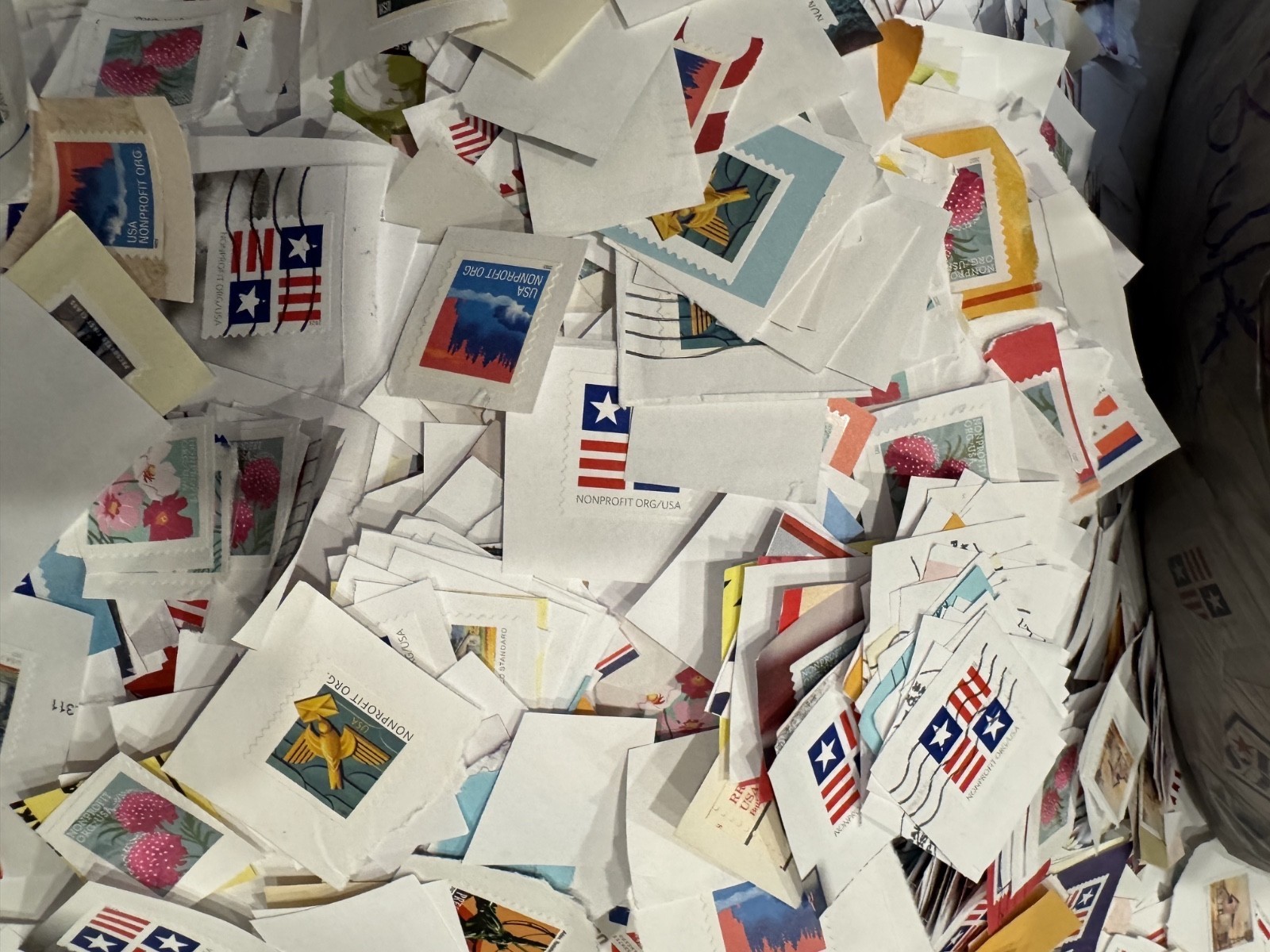 5 pounds on paper stamps UNITED STATES PERMIT BULK PREPAID NON PROFIT UNSORTED