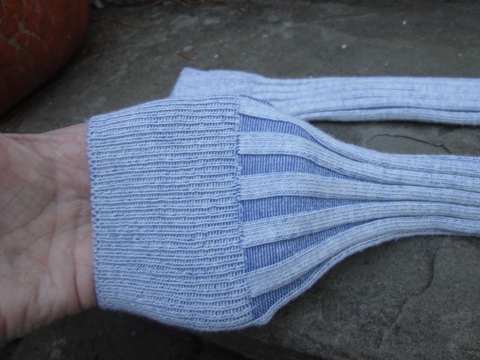 REENACTOR COLONIAL REV WAR 18TH C STOCKINGS VERTICAL RIBBED STRIPED BLUE COTTON