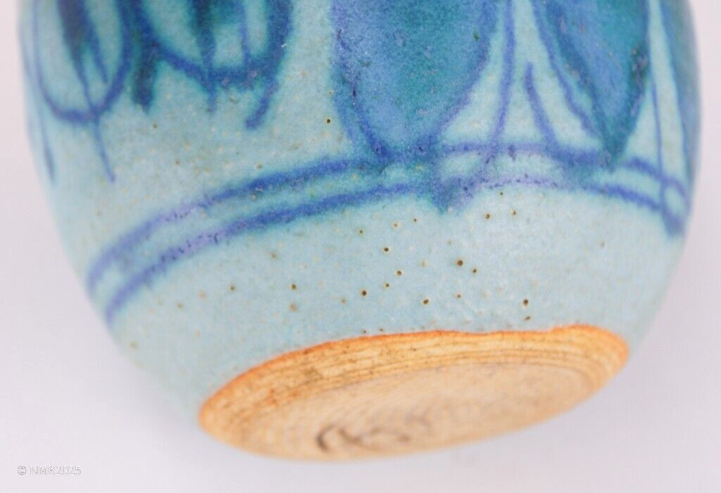 JT Abernathy Mid Century Modern Studio Pottery Matte Blue Glaze Pot Planter Vase