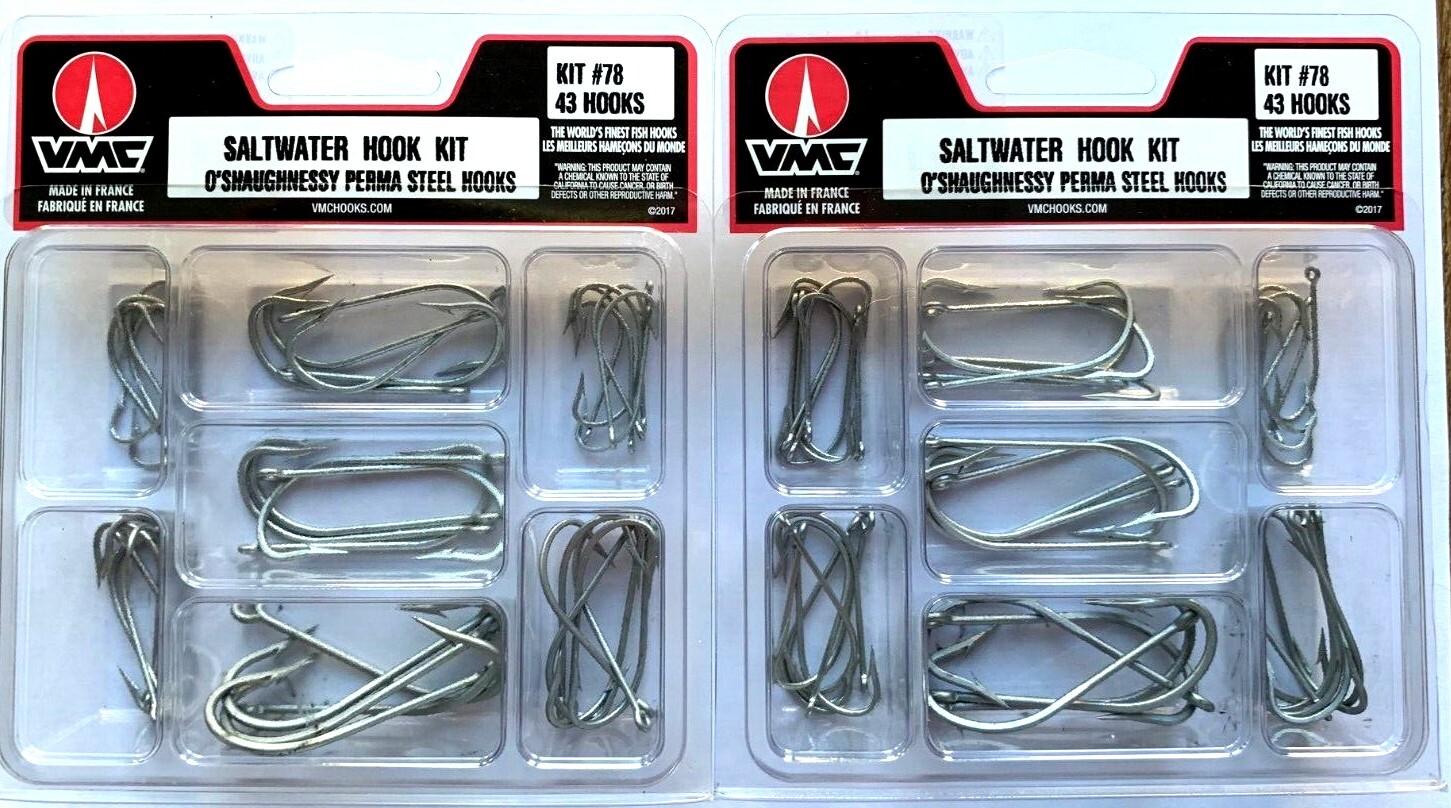 2 VMC O'Shaughnessy Permasteel Saltwater Hook Kits (86 hooks total)
