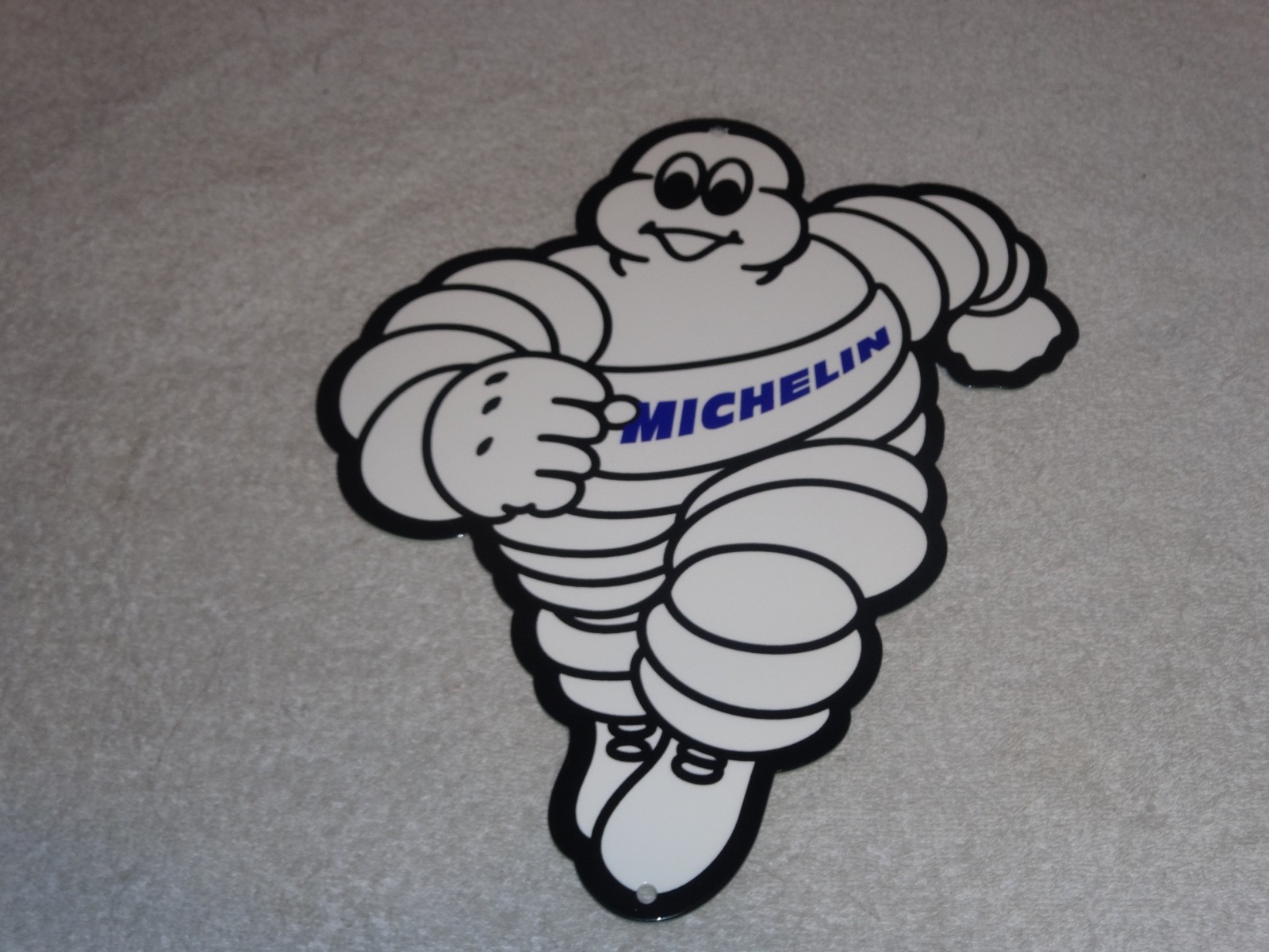 VINTAGE MICHELIN MAN TIRES BIBENDUM TIRE 12" PORCELAIN METAL GASOLINE OIL SIGN!