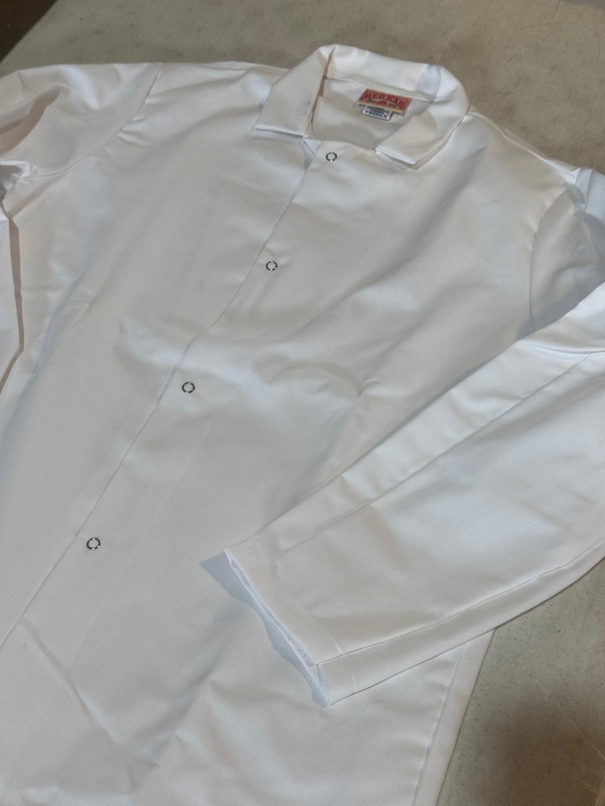 Red Kap Men's No Fuss Gripper Front Short Butcher Coat