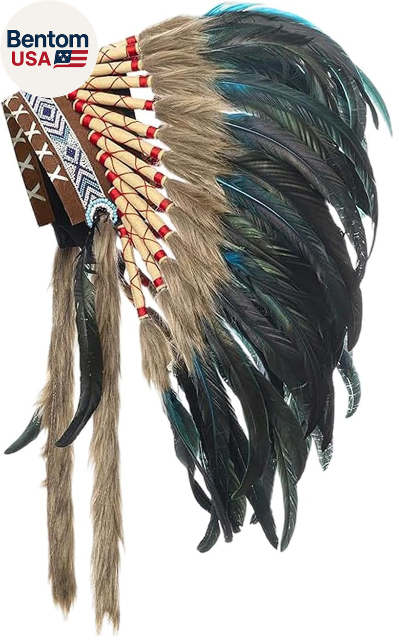 Indian Artificial Feather Headdress, American Chief Indian Native Hat, Indian He
