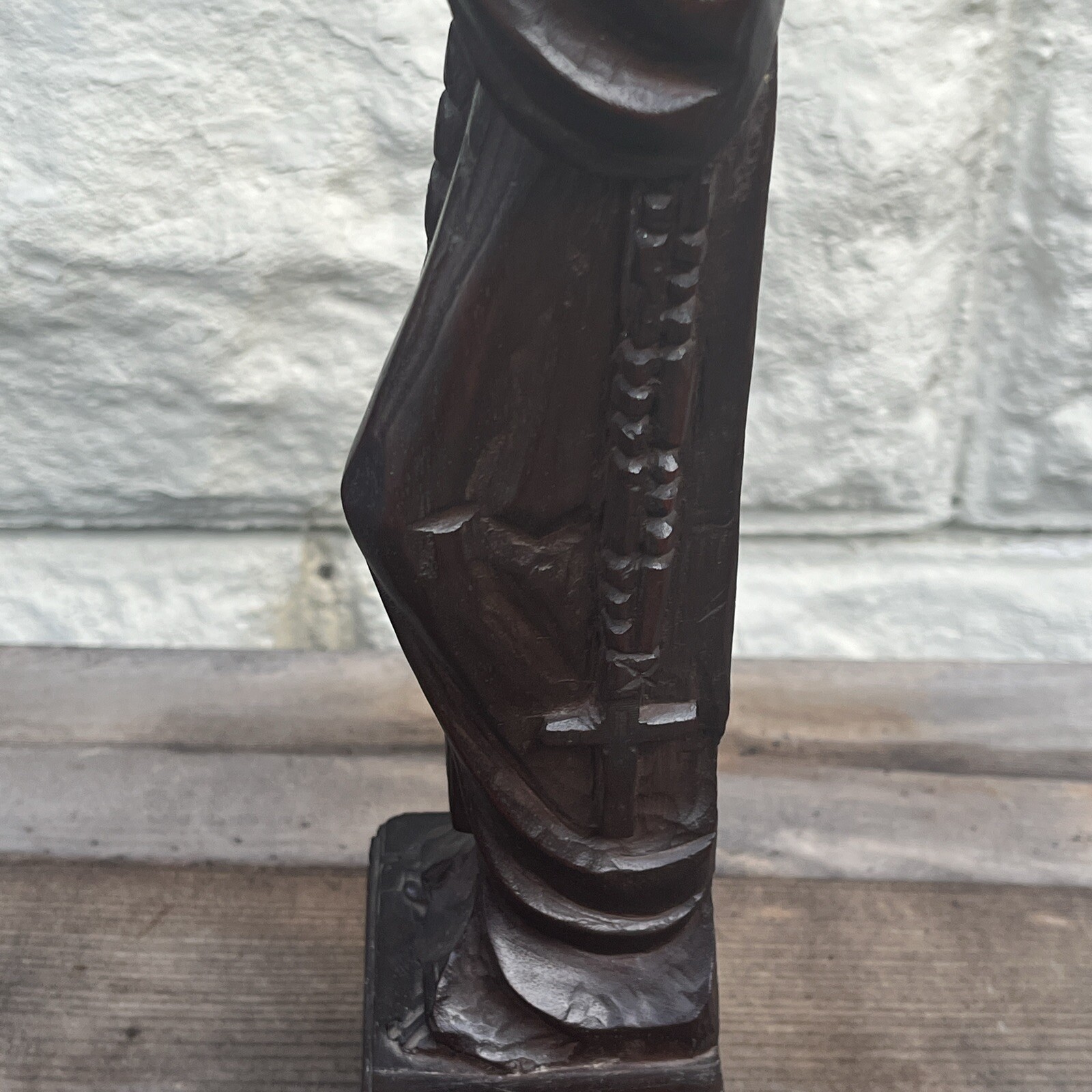 Vintage Saint Dominic Statue Hand Carved Mexico Monterrey Artist Signed 20”