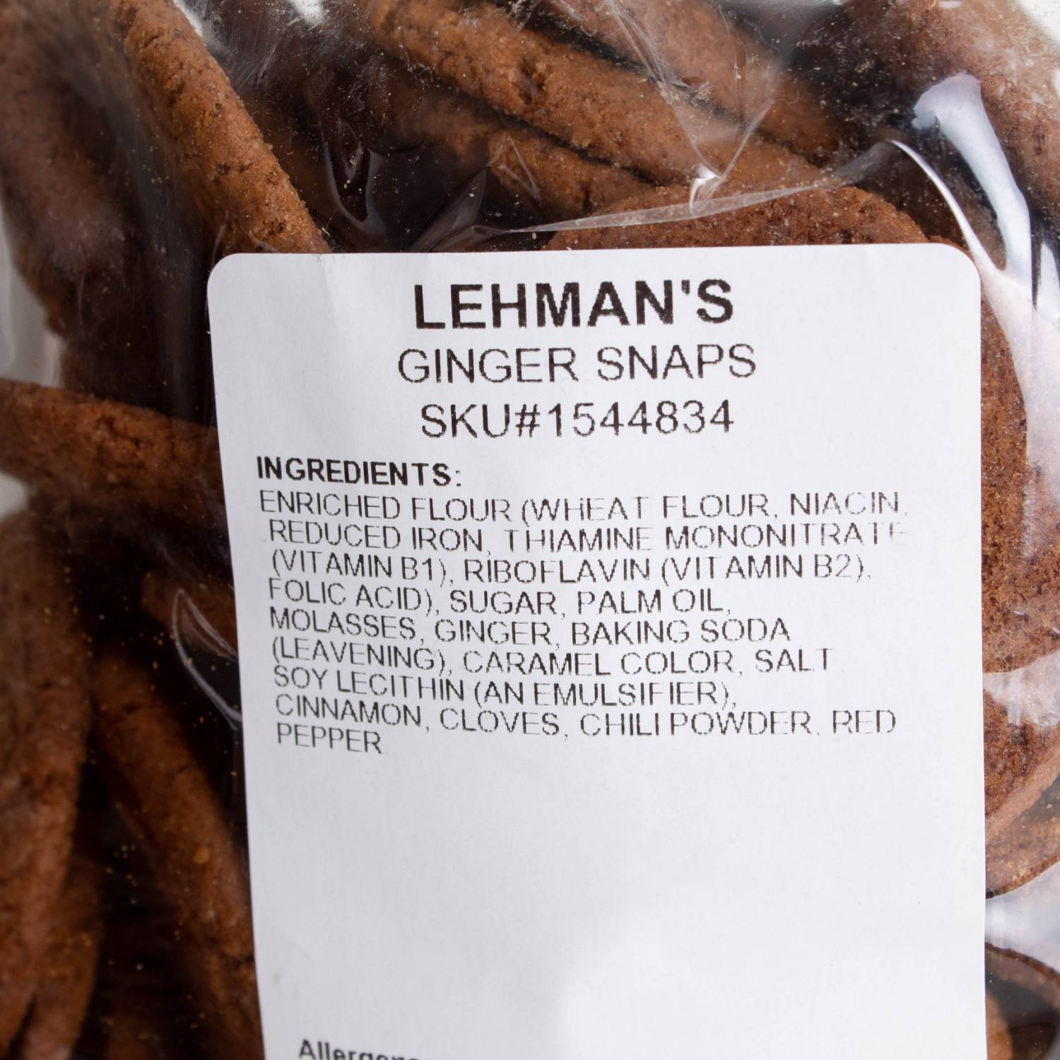 Lehman's Ginger Snaps Cookies, Crispy Crunchy Classic, 2 Pack of 1.25 lb Bags