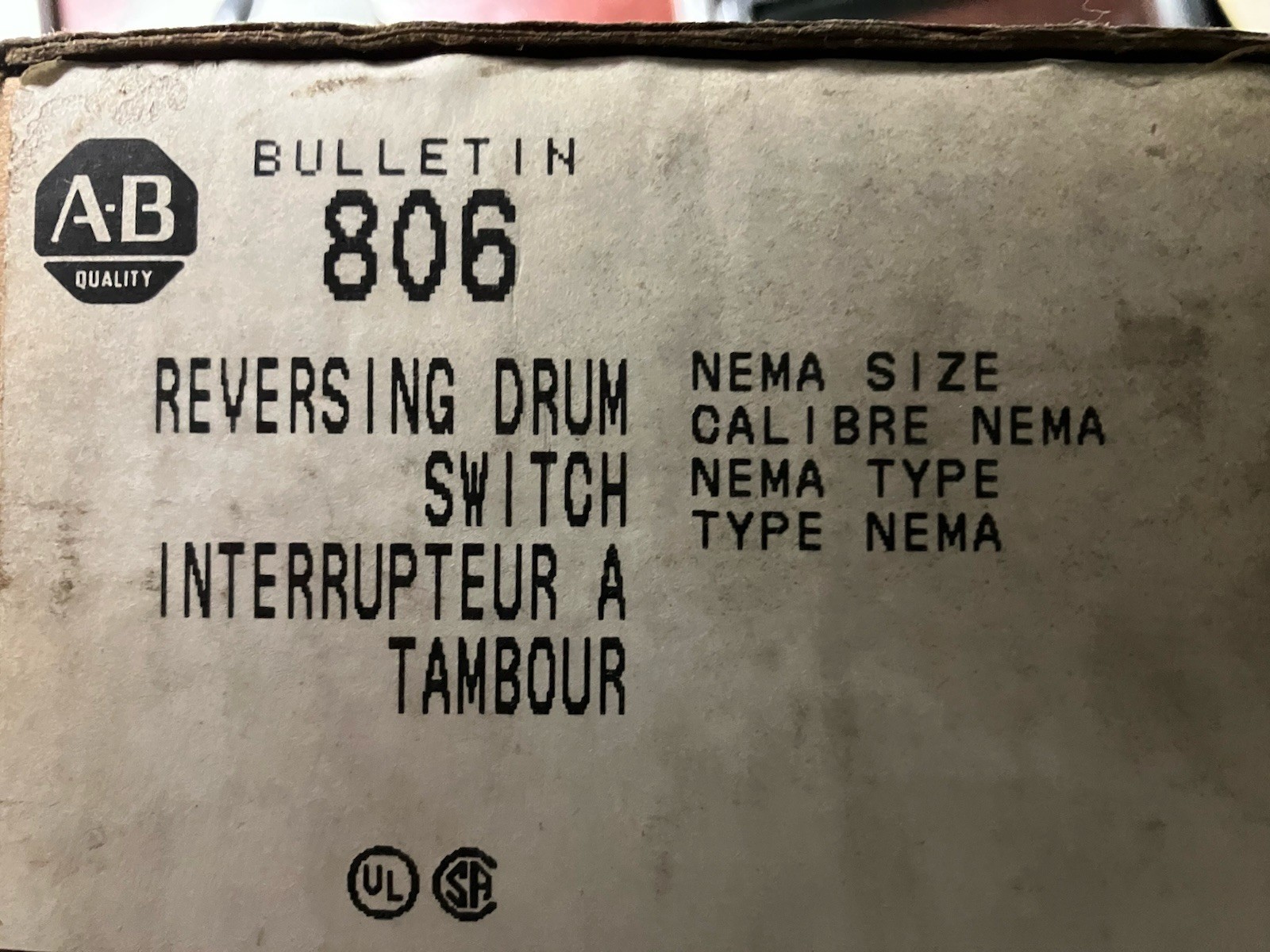 806-DS-2594 Allen Bradley Reversing Drum Switch (New in open box)