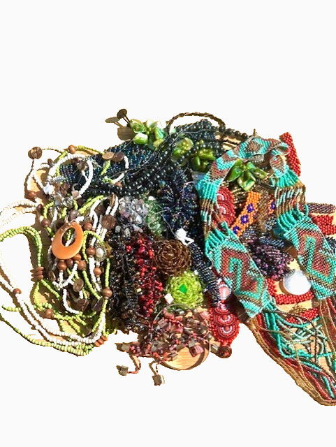 2 Lb LOT CRAFT BROKEN Bead Jewelry Wearable Worn Mixed Metals Tangled Repurpose