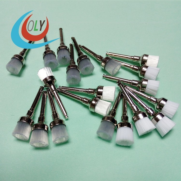 100Pcs/Pack Dental White Nylon Bowl Polishing Polisher Prophy Brushes Flat