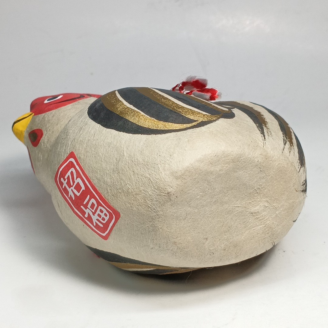 Japanese Paper Mache Bobblehead Chicken Doll Nozawa Folk Art