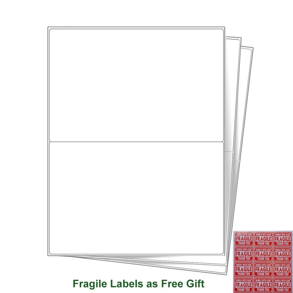 50-8000 Round Corner Shipping Labels Self Adhesive 2 Labels Per Sheet For Inkjet