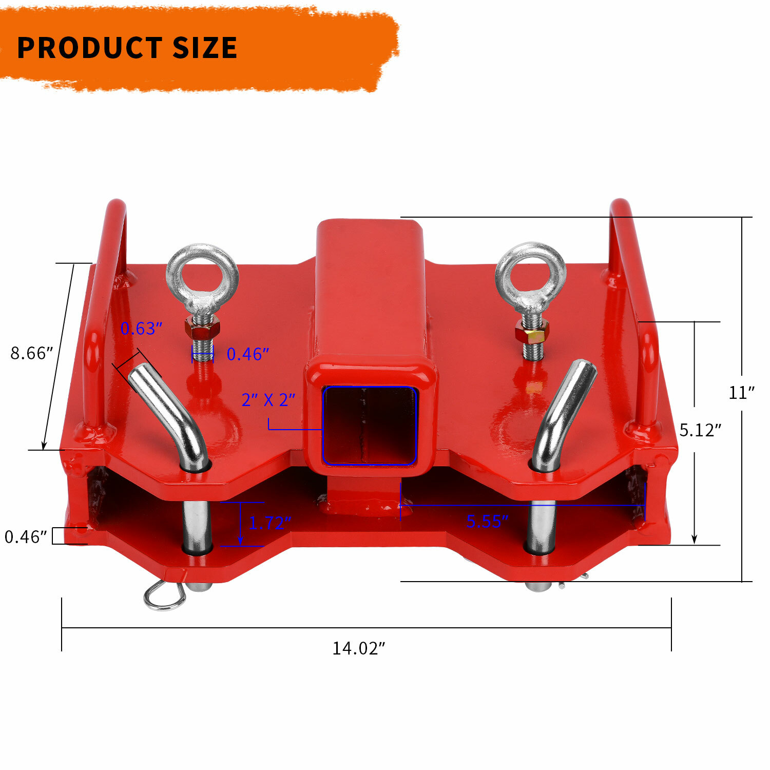 2'' Forklift Trailer Hitch Receiver Tow Hitch Attachments for Dual Pallet Fork