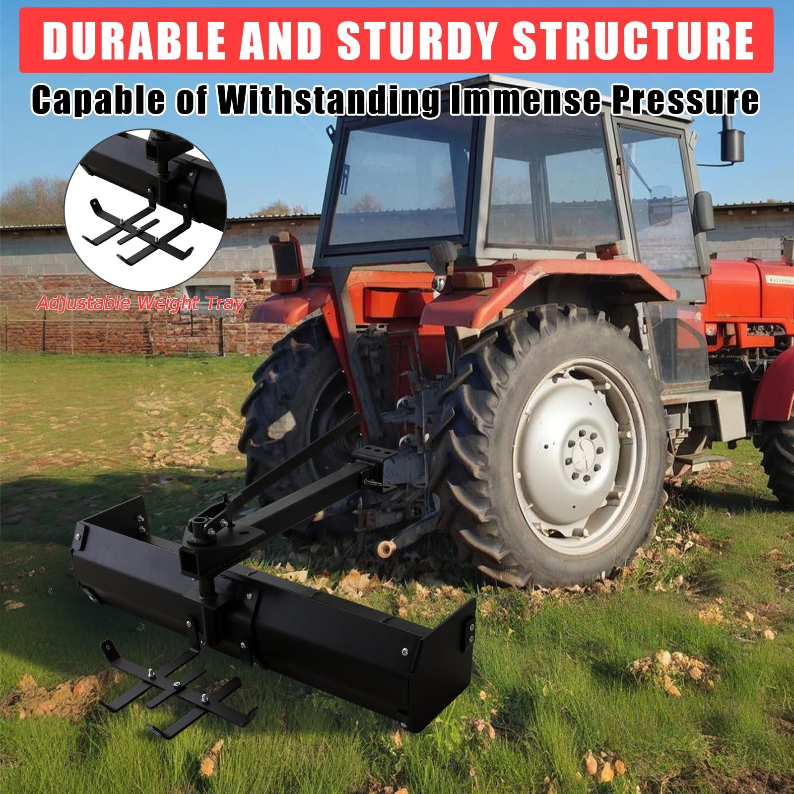 42" Tow Behind Box Scraper Lawn Tractor Attachments for ATV UTV Tractor Mower