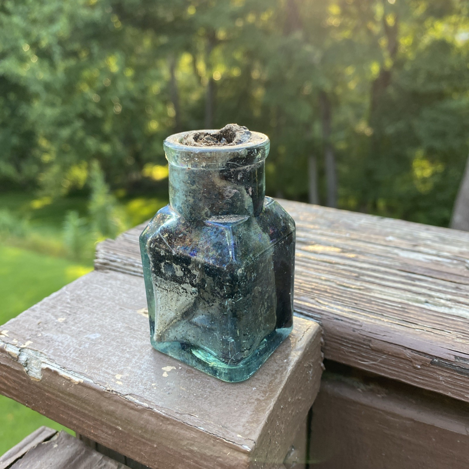 Small Aqua Cathedral Style Bottle Possibly An Ink Or Mucilage