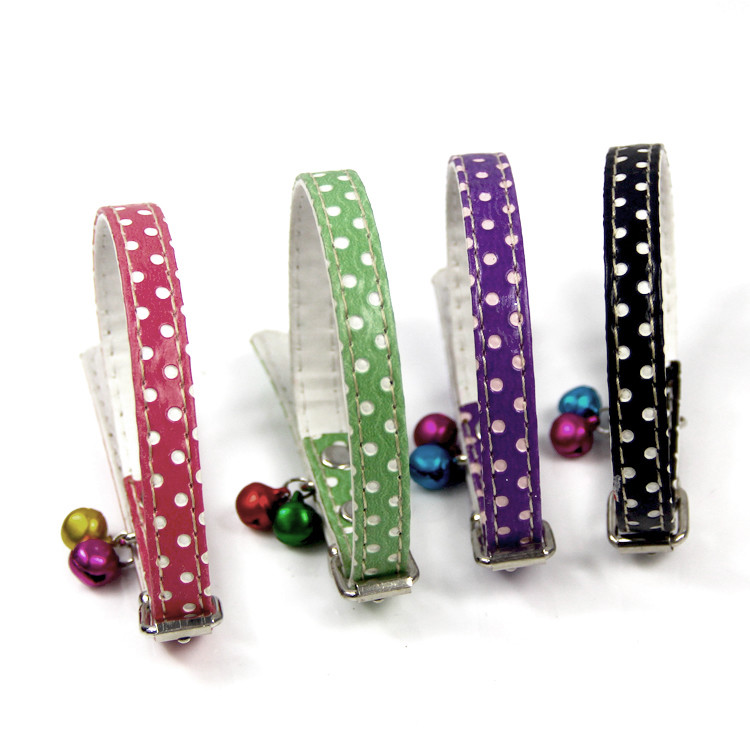 Polka Dot Charming Color Leather Cat Collar with 2 Bells by AXEL PETS