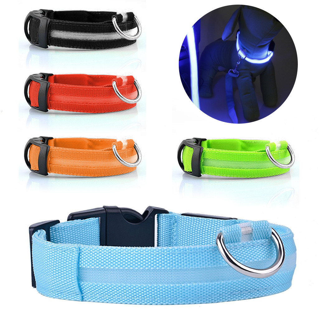 RECHARGEABLE USB LED Dog Pet Light Up Safety Collar Night Glow Adjustable Bright