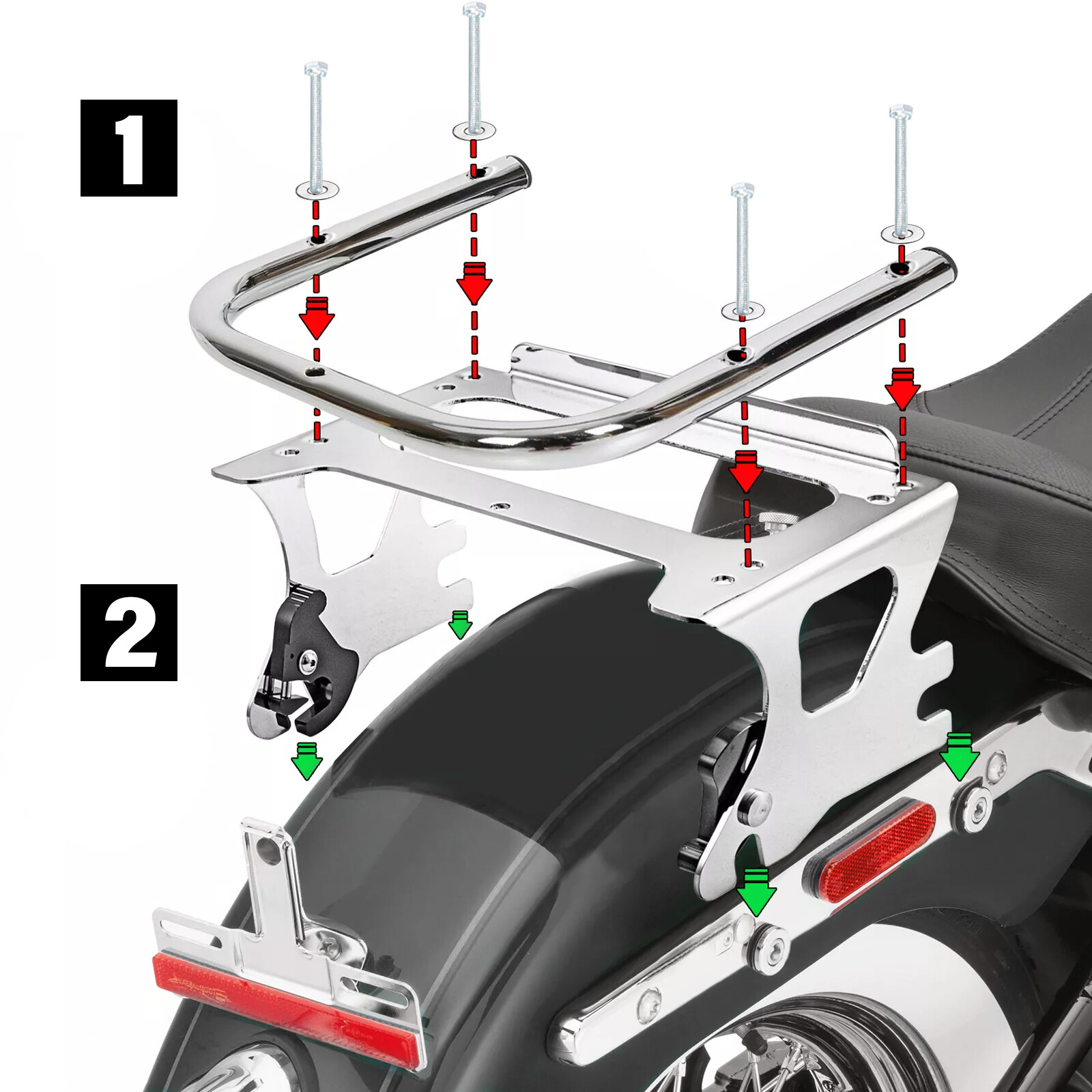 For Harley Touring 97-08 Detachable Two-Up Tour Pack Mount Rack Docking Hardware