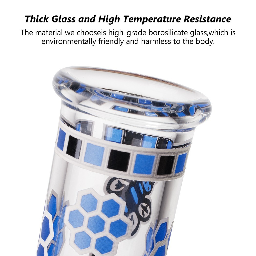 7.8" Honeybee Fluorescent Glass Bong Water Pipe Smoking Tobacco Beaker 14MM