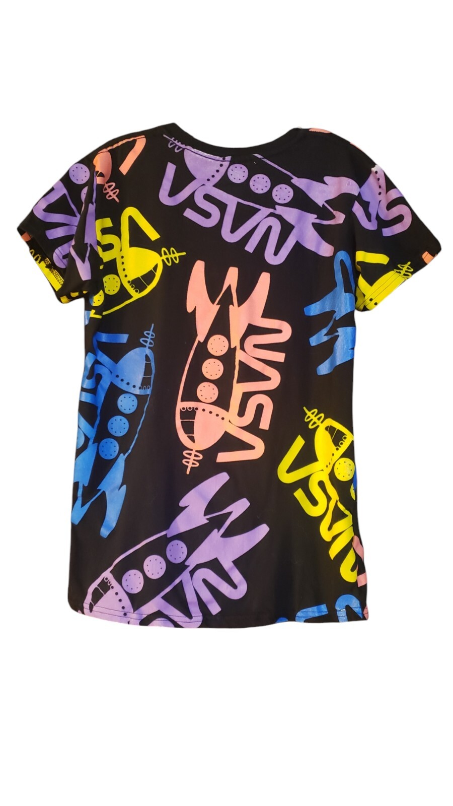 Nasa Boys Short Sleeve Crew Neck All Over Graphic Print Black T Shirt Size M